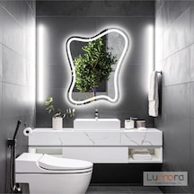 Elvenor Beyaz Led'li Lazer Kumlamalı Lavabo & Banyo Aynası Dokunmatik Sensörlü 80 X 65