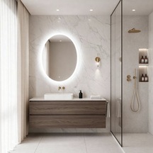 50x70 Cm Oval Led Ayna Dokunmatik Ve Dim Edilebilir - Beyaz Işık 6500k Beyaz