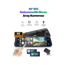 10" Dokunmatik 4k Android Auto Car Play / Wi-fi / Bt Tf Kartlı Çift Lens Araç Kamerası