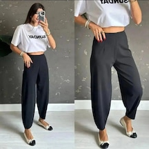 Efnaz Style Kadın Krep Kumaş Balon Pantolon siyah