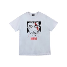 Stoned&Fame Unisex Beyaz Scarface Tony Montana Baskılı T-shirt Beyaz