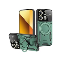Xiaomi Redmi Note 13 4g Uyumlu Kılıf Joy Lens Standlı Kapak - Koyu Yeşil