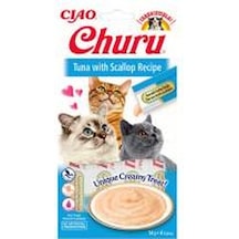 Ciao Churu Cream Ton Balıklı ve Deniz Taraklı Kedi Ödül Kreması 4 x 14 G