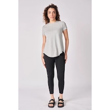Kadın Oversize Bisiklet Yaka Kısa Kollu Tişört 001