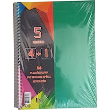 4+1 Ayraçlı Defter 5 Konulu 125 Yaprak 1 Adet 4 Kareli 1 Çizgili Spralli Plastik Kapak Seperatörlü Yeşil
