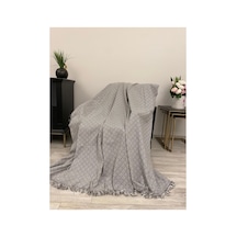 Lüks Pamuklu Koltuk-çekyat Örtüsü 170x220 Kaymaz Toplanmaz Gri