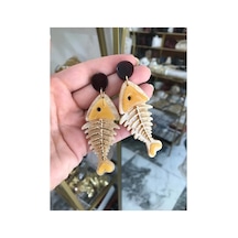 Balık Kılçığı Küpe Sarı