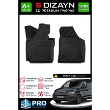 S-dizayn Vw Caddy Panelvan 3d Pro Havuzlu Paspas Ön 2'li 2020 Üzeri A+ Kalite
