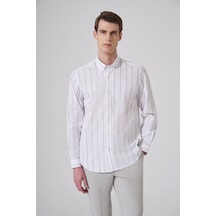 Morven Erkek Lacivert Pamuk Trend Çizgili Dynamic Fit Gömlek 26ms004009200 Lacivert