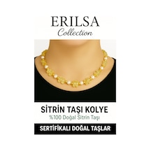 Sertifikalı Kırık Taşlı Model İnci Sitrin Taşı Kolye Pozitif Çok Renkli