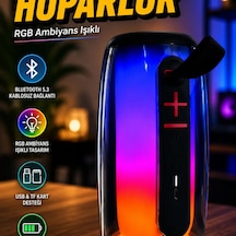 Kablosuz Bluetooth Hoparlör Rgb Led Işıklı Usb Tf Kart Destekli Taşınabilir Ses Sistemi