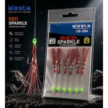 Alesta Red Sparkle Rig X0225 6 Kanca 0.35 Beden 6 Numara İğneli Kırmızı Simli Palamut Çaparisi A18-2006 Standart