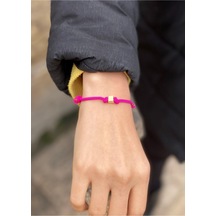 14 Ayar Altın Pembe İpli Kadın/erkek Küp Bileklik Sarı Altın