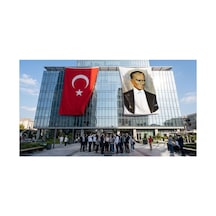 Sivil Takım Elbiseli Atatürk Bayrak Ve Türk Bayrağı Premium Raşel Kumaş 2'li Set 10x15 Metre Ata23 Diğer