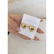 Gold Kalp Parlak Bold Kadın Küpe Gold - 612391548 Gold