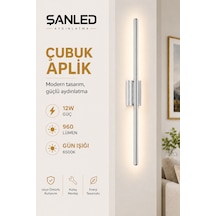 Dekoratif 12w İç Mekan Krom Kasa Gün Işığı 80 Cm Duvar Aplik Elektrikli 1 Adet