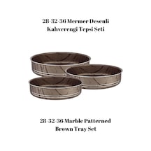 Bonera Montella 3'lü Mermer Desenli Kahverengi - Siyah Tepsi 28-32-36 Cm Kahverengi