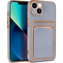 Kilifone - Apple Uyumlu iPhone 13 - Kılıf Kamera Korumalı Kartvizit Bölmeli Bark Kapak - Lila