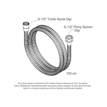Çelik Kromlu Duş Hortumu 150 Cm Pirinç Somon Kdh101 6998