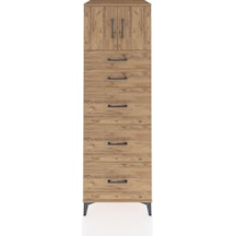 Kronos Dolap Tek Raflı 5 Çekmeceli 2 Kapaklı 60x59x182 Çam-çam Çam