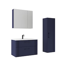 Orka Bari 85 Cm Mat Lacivert Banyo Dolabı Takımı Ve Boy Dolabı Mat Lacivert