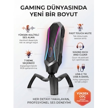 Podcast Yayıncı Mikrofonu Tak Çalıştır 7 Renk Rgb Işıklı Gürültü Engelleyici Kardioid Alıcı Mikrofon