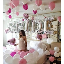 Gümüş Renkli Bride 100 Cm Büyük Boy Folyo Balon Seti