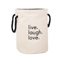 Kosona Çift Kollü Katlanabilir Kumaş Çamaşır Sepeti - Büyük Kapasiteli, Dayanıklı, Banyo Ve Yatak Odası İçin - Beyaz Diğer