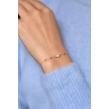 Papatya Silver 925 Ayar Gümüş Üç Renk Kaplama Dorika Toplu İncili Kadın Bileklik UvptsS200000