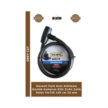 Güvenli Park Hızlı Kilitleme Günlük Kullanım Kilit Zırhlı Çelik Halat Ym735 120 Cm 20 Mm