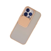 Apple Uyumlu,  iPhone 13 Pro Kılıf Palm Buzlu Kamera Sürgülü Silikon - Pembe