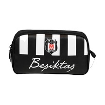 Lisanslı Kalem Çantası - Siyah Beyaz Çift Bölmeli Taraftar Kalemliği Çok Renkli