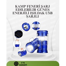 Güneş Enerjili Katlanabilir Kızaklı Kamp Feneri - Usb Şarjlı, Çok Yönlü Ve Dayanıklı Tasarım Beyaz