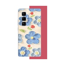 Infinix Hot 50 Pro Plus+ Uyumlu Tuvaldeki Mavi Çiçek Baskılı Silikon Kılıf Renkli