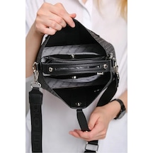 Just Polo Kadın Kabartmalı Ayarlanabilir Askılı Şık El Ve Omuz Çantası Shoulder Bag Ebat: 20 X 22 Cm Siyah
