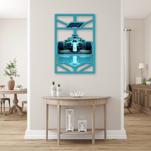Turkuaz Formula 1 Yarış Aracı Metal Tablo 44x65 Cm Çok Renkli