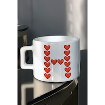 Sevgililer Gününe Özel Sevgiliye Hediye Kalpli H Harfi Baskılı Çay-Kahve Fincanı