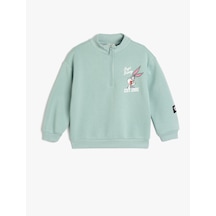 Koton Bugs Bunny Sweat Lisanslı Uzun Kollu Dik Yaka Şardonlu Mavi 5wkg10569ak Mavi