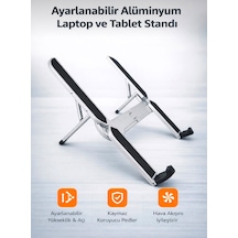 Ayarlanabilir Alüminyum Laptop Ve Tablet Standı Katlanabilir Hava Akışı Destekli Taşınabilir Stand