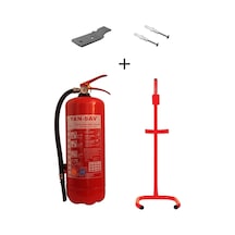 6kg Yangın Tüpü Dübel Vida Askı Aparatı Ve C Tipi Sehpa 4'lü Set