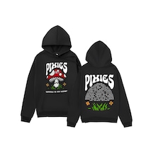 Tarzsokak Siyah Unisex Vintage Rahat Hoodie Pihoodie Zihin Shroom Yönlü Giyim Y2k High Street
