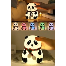 Panda Figürlü Led Gece Lambası, 5 Farklı Renk Modlu, Yumuşak Dokulu, Şarjlı, Çocuk Odası Dekora Diğer