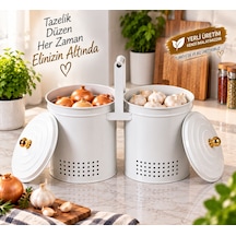 River World Beyaz Renk Tutma Saplı 2'li Metal Kova Çok Renkli