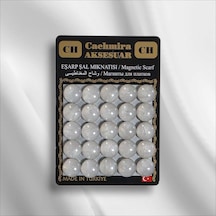 Cachmira 25'li 12 Mm Simli Sedef Beyaz Eşarp Şal Mıknatısı Tesettür Aksesuarı Çok Renkli