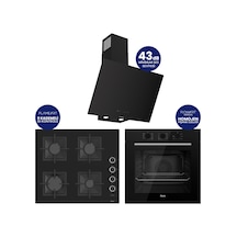 Flowart Turbolu Silenart QBL62CS - SC205 - D077SA Siyah Kaymaz Döküm Izgaralı Cam Ankastre Set