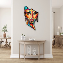 Renkli Vitray Yüz - Metal Tablo - Dec0246 37 X 65 Cm Çok Renkli