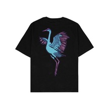 Startmore Adrift Crane Beyaz Oversize Unisex T-shirt Siyah