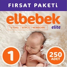 Elbebek Elite Yenidoğan Bebek Bezi 1 Numara Fırsat Paketi 250 Adet 5'li