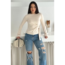 Noa & Noa Kadın Belden Bağlamalı Uzun Kollu Bluz Minimal & Şehirli Stil Ekru