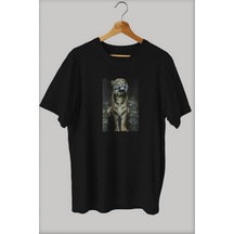 Noıssey -wed Kaplan Tasarım Baskılı Oversize T-shirt Tişört Sokak Tarzı Siyah